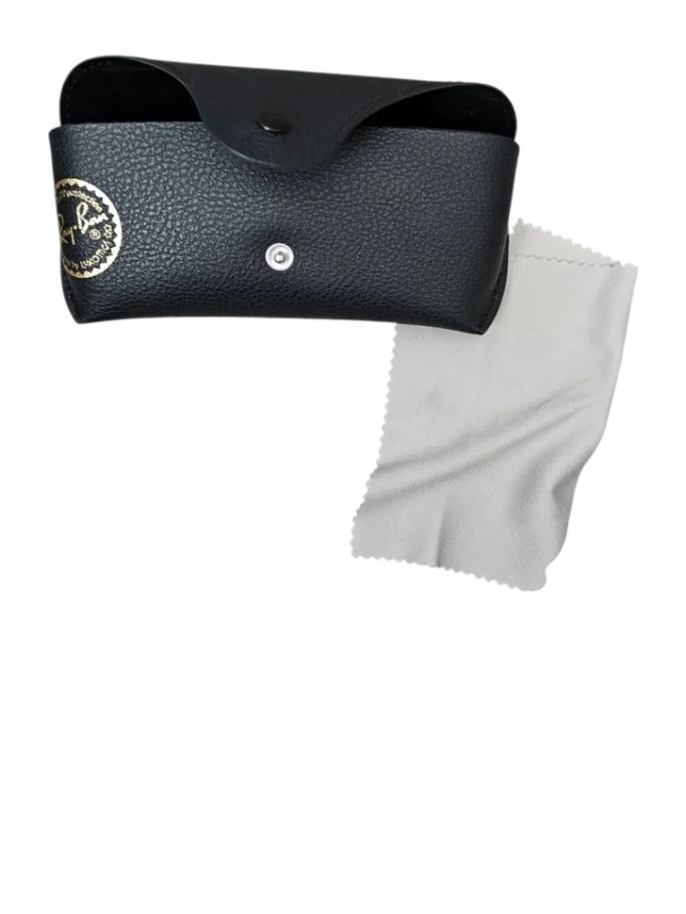 Ray-Ban Sunglass Semi Soft Top Flap Snap Faux Leather Black Glasses Case